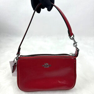 COACH Nolita 19 Wristlet Clutch Wallet Bag In Leather Silver/Red CW408 NWT